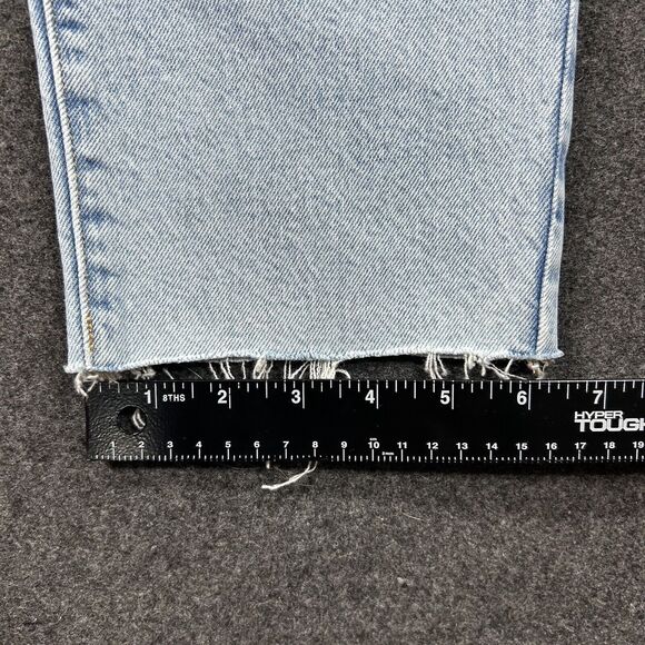 Good American The Weekender Jeans Women 4/27 Blue Straight Leg Raw Hem Indigo248 - Picture 7 of 14